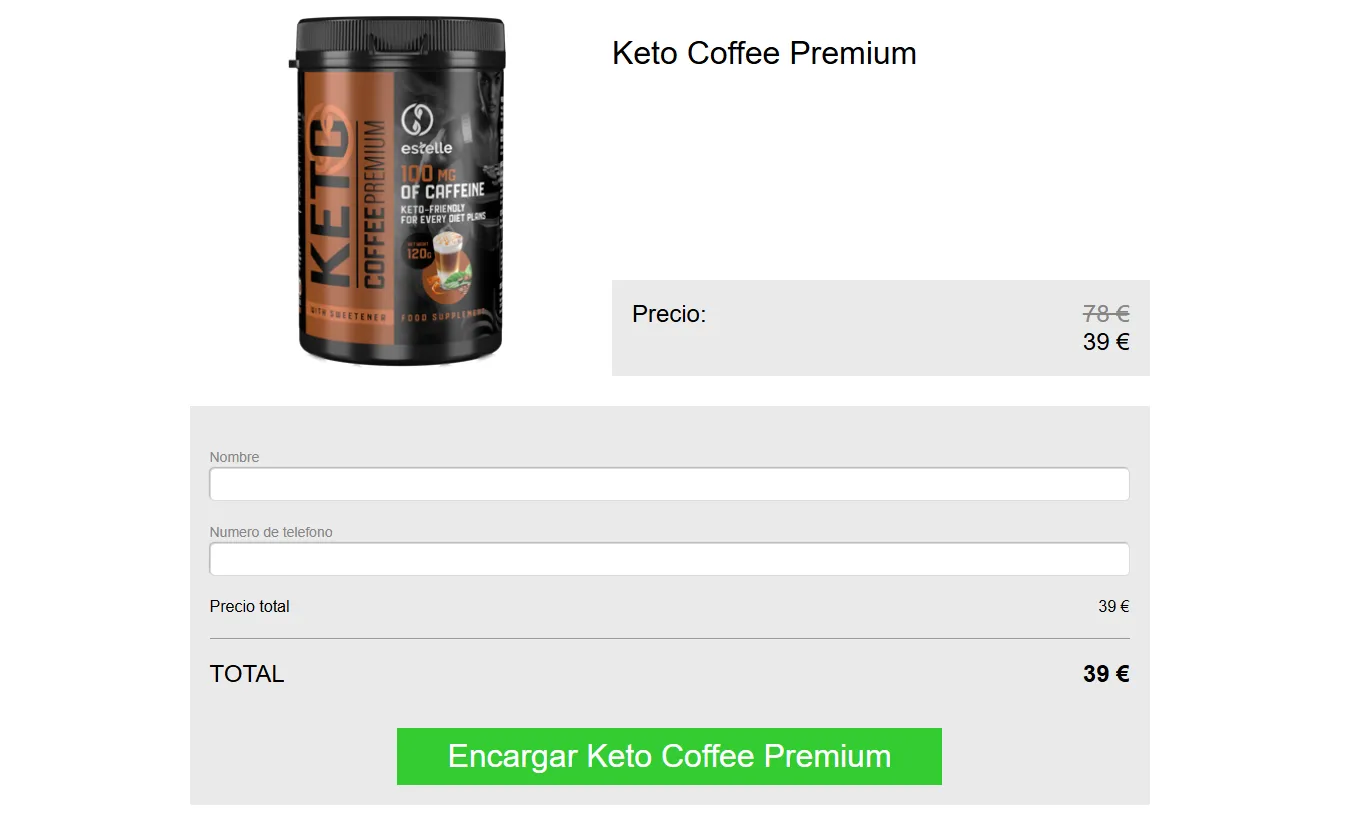 Keto Coffee Premim Página de Pedidos